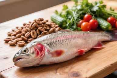 Особенно важны жирная рыба, орехи, семена, зелень и цельнозерновые продукты Нейросети